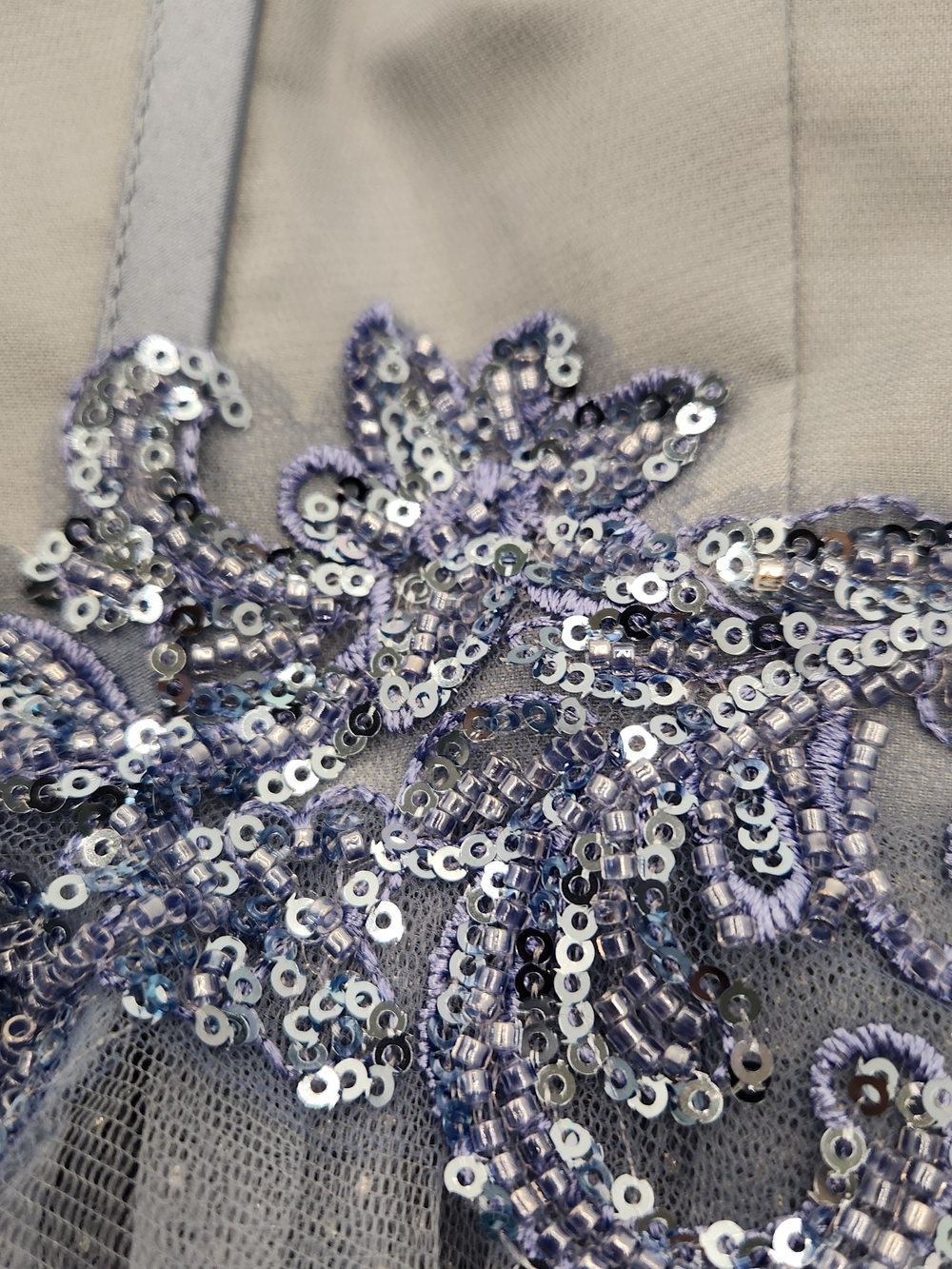Satin & Tulle Dusty Blue Party Mini Dress - Picture 13 of 16